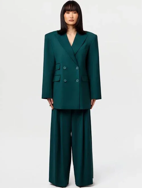 Naked Wardrobe Women's High Waist Pleated Wide-leg Suiting Pants