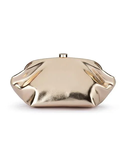 Olga Berg Tally Metallic Faux Leather Clutch