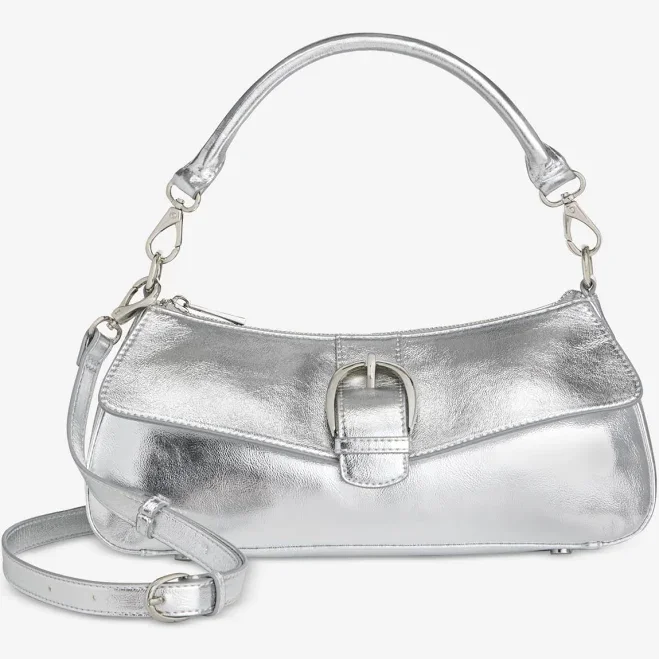On 34th Women's Jynna Metallic Silver Shoulder Bag