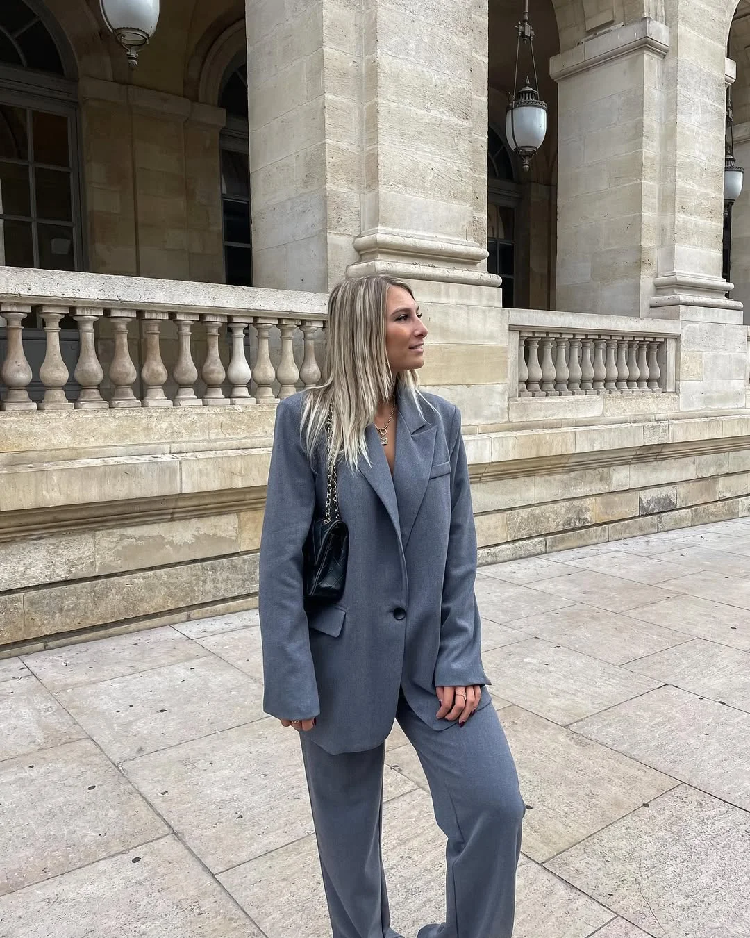 Oversized Grey Blazer and Trouser Power Suit