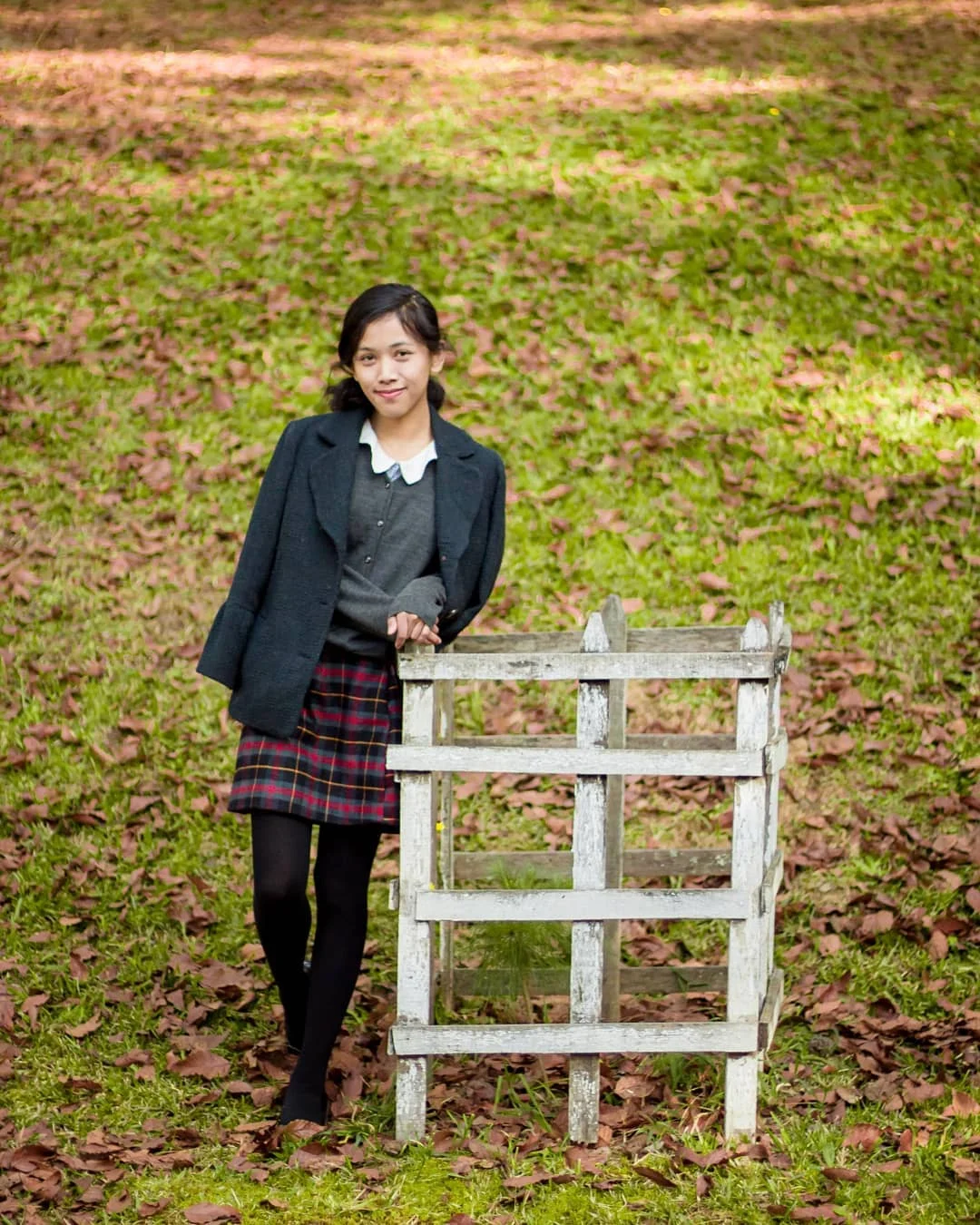 Plaid Skirt And Cardigan School Uniform Inspired Look