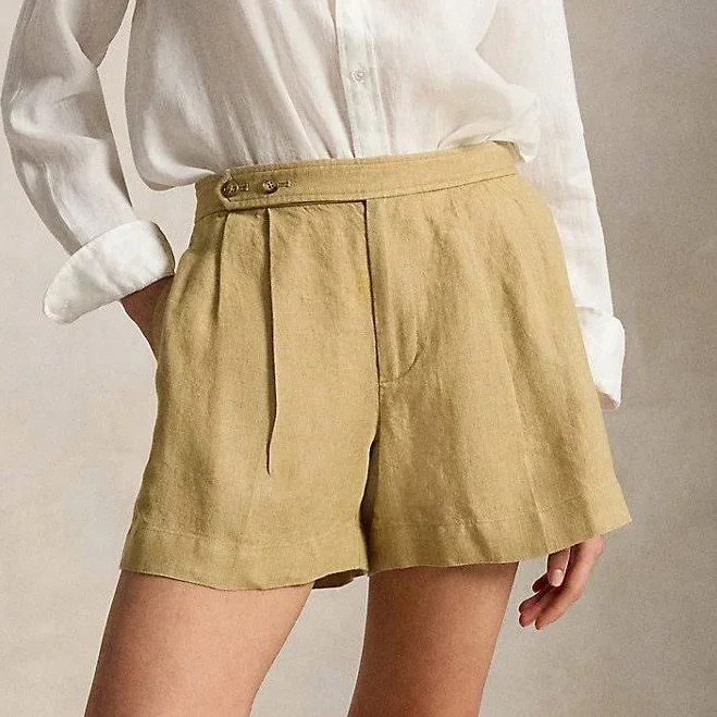 Ralph Lauren Women's Pleated Délavé Linen Shorts
