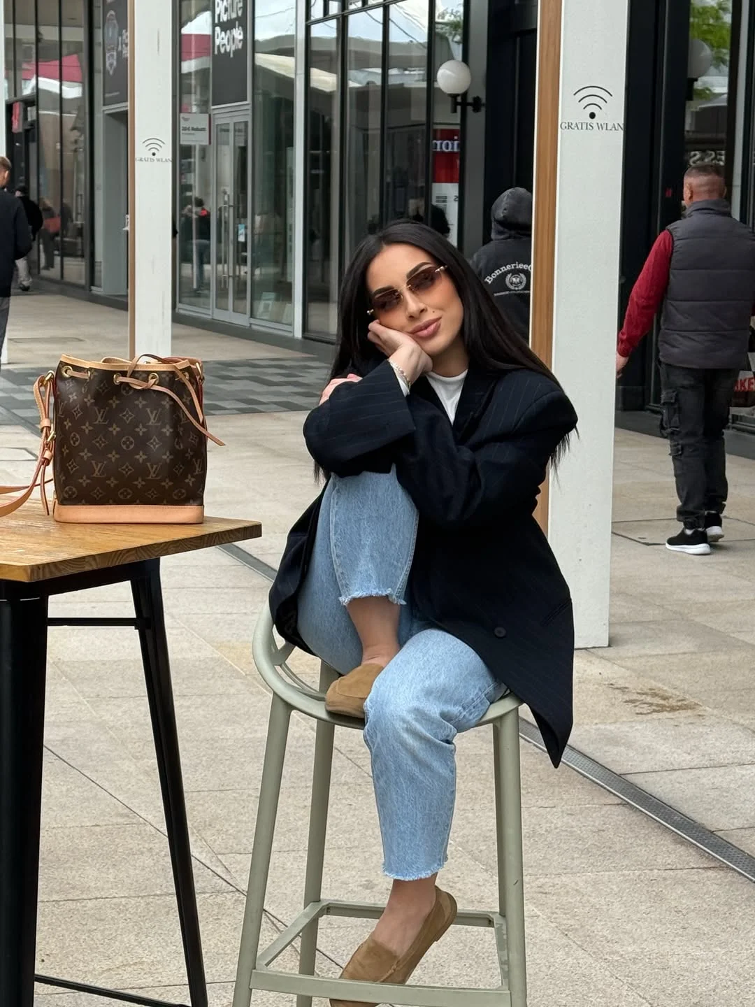 Sharp Blazer with Distressed Denim and Suede Loafers