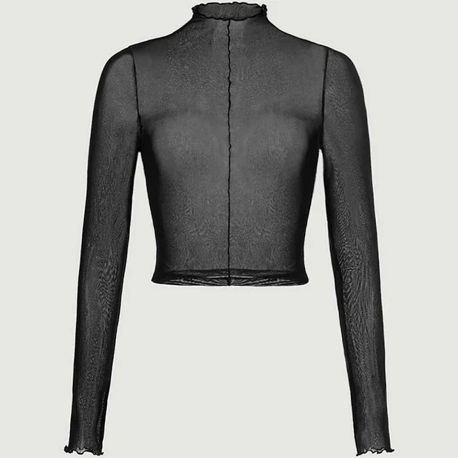 SHEIN Lettuce Trim Mesh Perspective Top