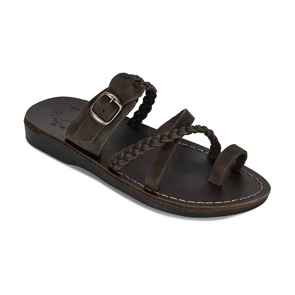 shoes Women's Sophia Buckle Leather Braided Slide Sandal Jerusalem Sandals $78.95
