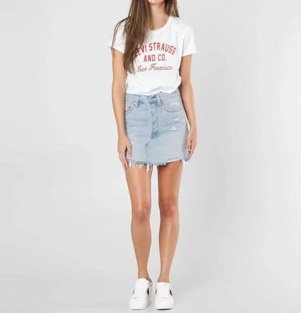 skirt Levi's Denim Distressed Raw Hem Cotton Mini Skirt In Blue blue Stylight Inc. $95