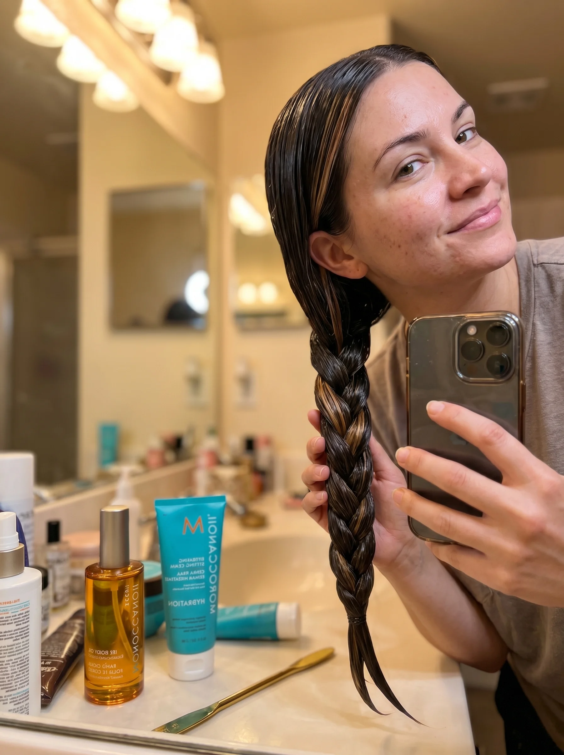Sleek Espresso Gloss long hair summer hairstyle 2026: Mediterranean Siren Wet-Look Braid, with high-shine gel and a gold hair cuff, for resort evenings.