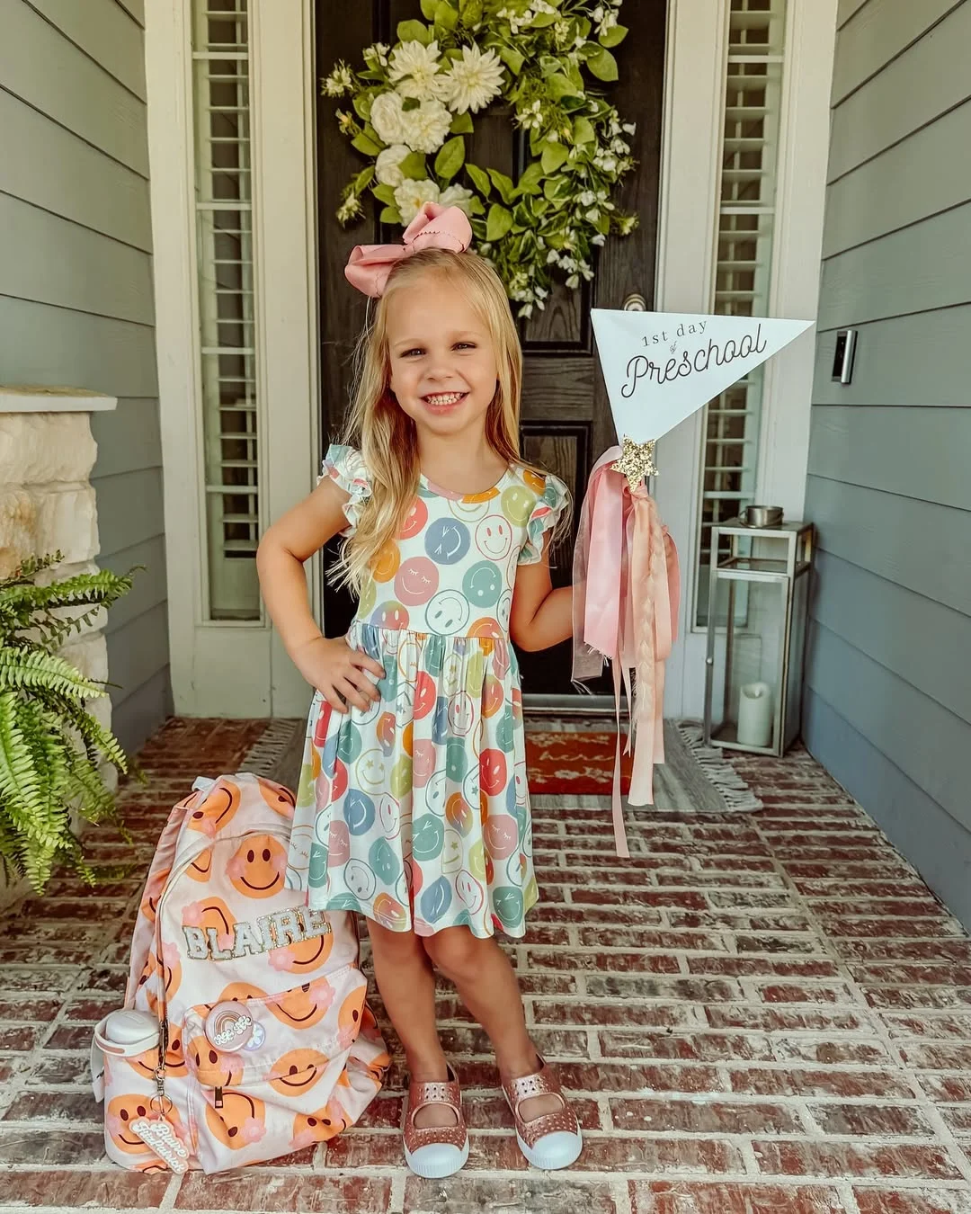 Smiley Face Dress And Rose Gold Shoes School Outfit