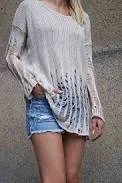 sweater New Distressed Off Shoulder Knit Sweater Etsy - FloAtelier $74.5
