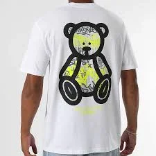 Tee Shirt Oversize Large Art Series Neon Yellow White L