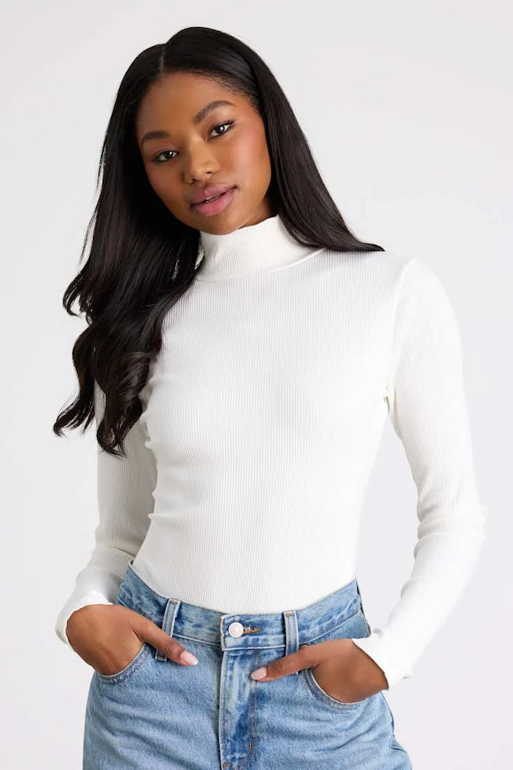 top Lulus Ribbed Long Sleeve Mock Neck Bodysuit Lulus $35