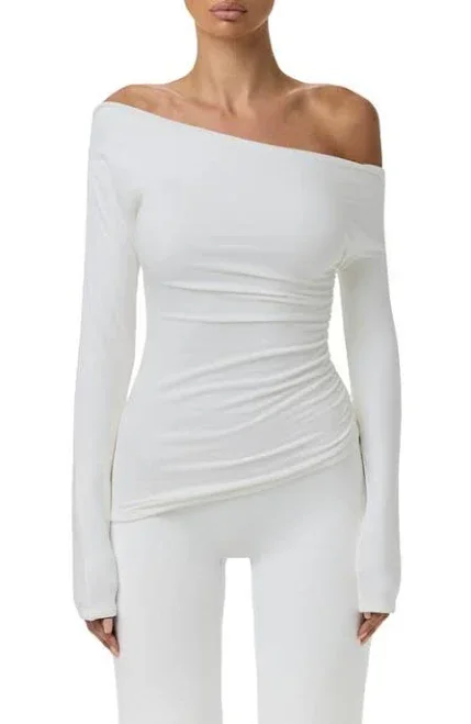 top Naked Wardrobe Women's Off-the-Shoulder Ruched Top Nordstrom $68