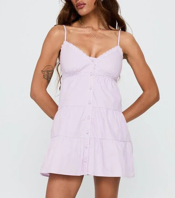 Tylie Tiered Mini Dress In Purple