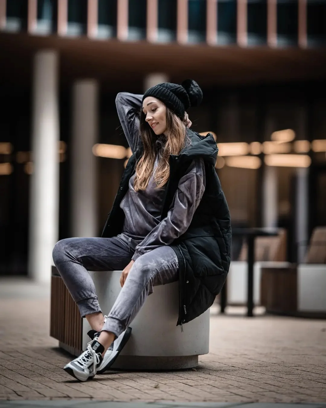 Velvet Joggers and Puffer Vest Casual Cool