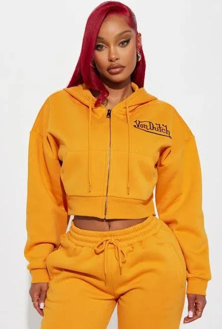 Women's Fashion Nova Von Dutch Embroidered Cropped Hoodie