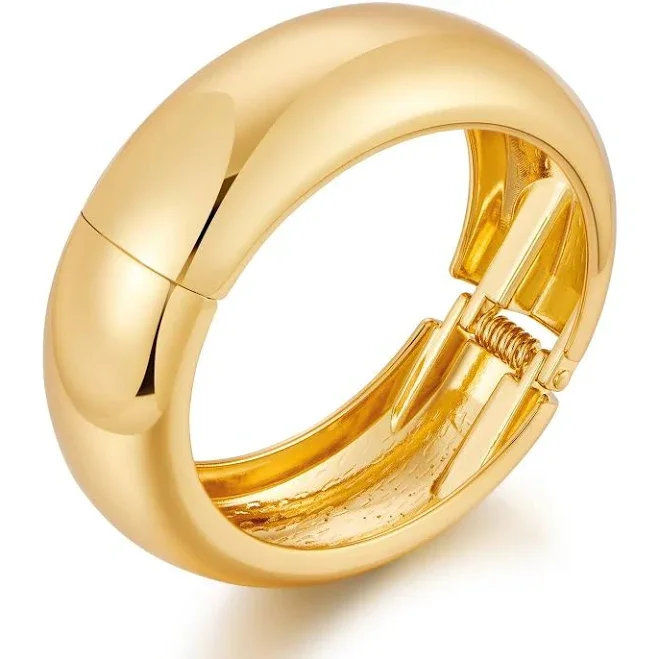 Women's Hammered Irregular Chunky Gold Bangle Bracelet
