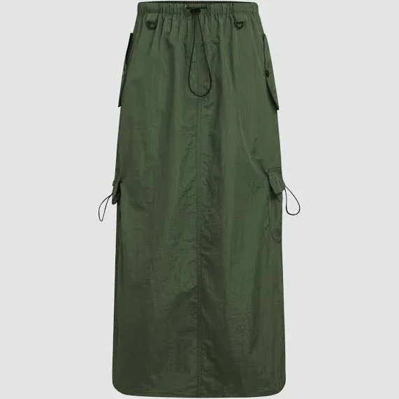 Women's Woven Solid High Waist Cargo Parachute Skirt For School Work Holiday