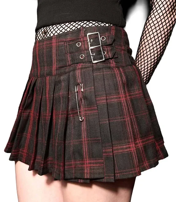 World's End Pleated Plaid Mini Skirt