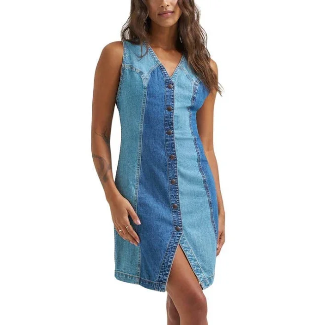 Wrangler Women's Patchwork Denim Vest Mini Dress